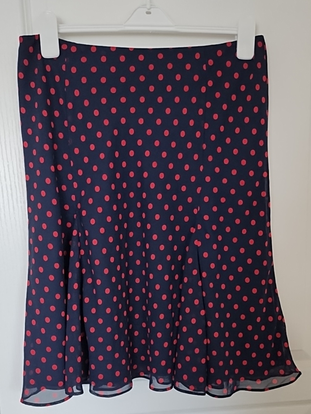 Chaps Black & Red Polka Dot Flared Knee-Length Skirt Size Medium A-Line Retro